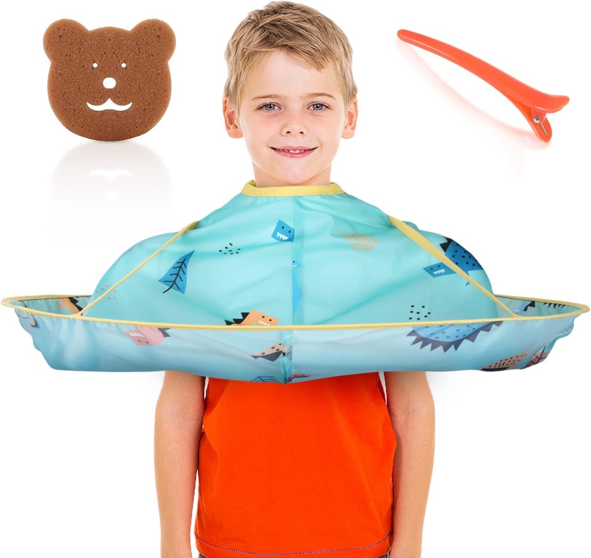 Ibenzoa® Waterdichte Kinder Cape met Dinosaurusprint - Blauw, Omgekeerd Model voor Comfortabele Styling