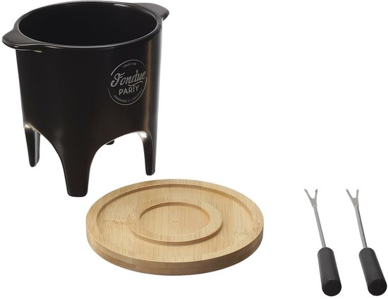 Cook Concept Chocolade of kaas fondue - met 2 vorken - zwart - porselein - voor 2 personen - 12 x 11 cm schaal van cook-concept — afbeelding 4