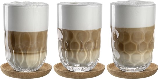 Leonardo GOCCE Latte Macchiato glas 390ml met onderzetter - set/3
