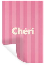 Muurstickers - Sticker Folie - Gestreept - Roze - Chéri - 80x120 cm - Plakfolie - Muurstickers Kinderkamer - Zelfklevend Behang - Zelfklevend behangpapier - Stickerfolie