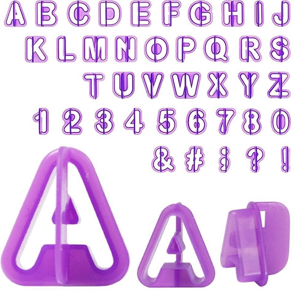 Fondant Uitstekers set 40 delig met alfabet en cijfers voor het professioneel garneren van taarten en cake