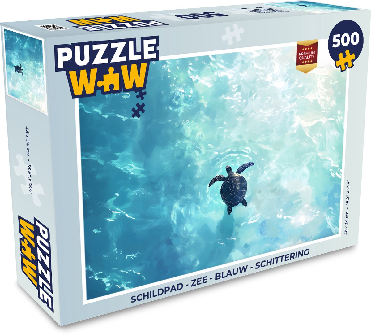 Puzzel Schildpad - Zee - Blauw - Schittering - Legpuzzel - Puzzel 500 stukjes