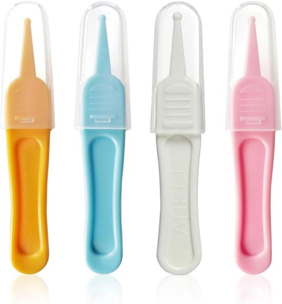 Inovra - Brucelles nasale en plastique pour Enfants (4 pièces) - Outil de Nettoyage nasal sûr - Brucelles à épiler ronde - Solution pratique pour la morve de Bébé