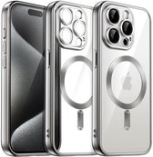 Geschikt voor iPhone 13 Pro Max Hoesje - Zilver - Geschikt voor MagSafe - Ondersteunt Draadloos Opladen - Camera Lens Bescherming