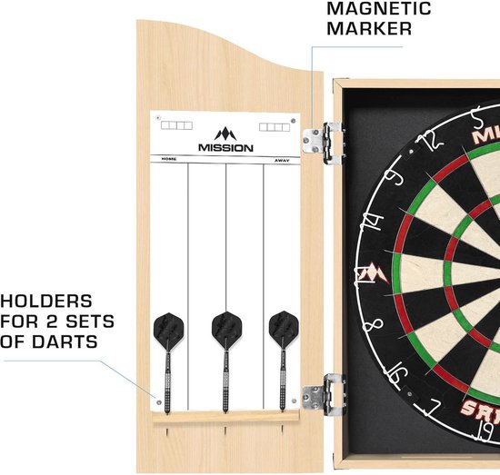 Deluxe Heavy Duty Dartkast met Markeringsborden en Licht Eiken Afwerking van Heemskerk — afbeelding 5