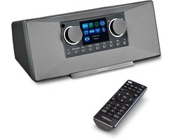 MEDION P85333 internetradio met DAB+ (wifi, FM, Spotify Connect, Amazon Music, DLNA, USB, hoofdtelefoonaansluiting, AUX, stereo line-out cinch, slaaptimer) grijs