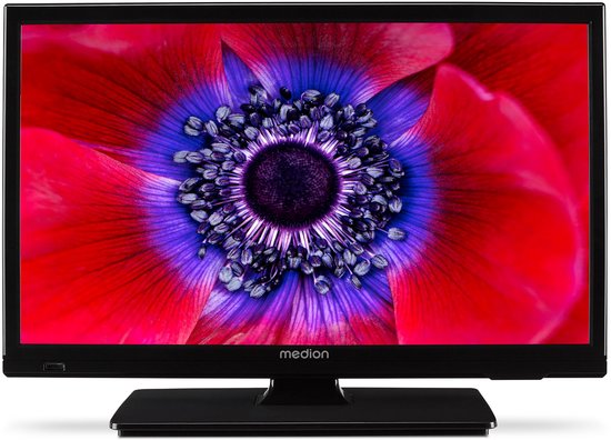 MEDION E8192501 47 cm (19 inch) HD-tv met dvd-speler (perfect voor camping, camper, vrachtwagen, tuin, 12V auto-adapter, drievoudige tunerontvanger, HDMI, USB, MD 819001)