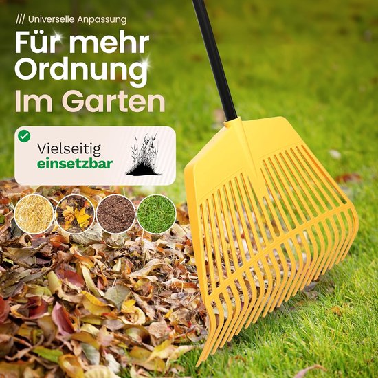 Novatool bladharkkop, 2-in-1 combinatiegereedschap, bladhark en bladvork met 20 kunststof tanden, werkbreedte 45 cm, bladhark, tuinbezem, gazonhark, hark voor tuinafval, tuingereedschap zonder steel van Novatool — afbeelding 2