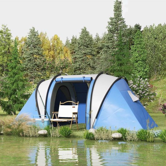 Familietent voor 4-5 Personen - Waterdichte Campingtent met 2 Slaapkamers, Eenvoudige Installatie en Optimale Ventilatie — afbeelding 4