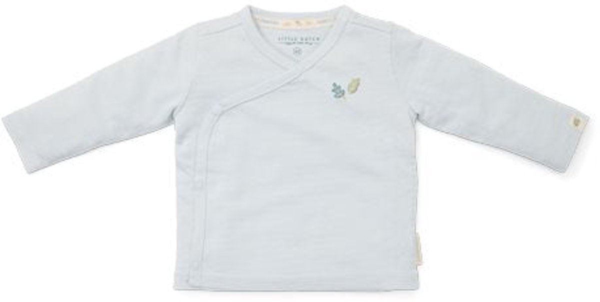 Little Dutch T-shirt - Maat 68 - Shirt overslag lange mouw Jongens - Baby Blue, Blauw - Forest Friends Newborn