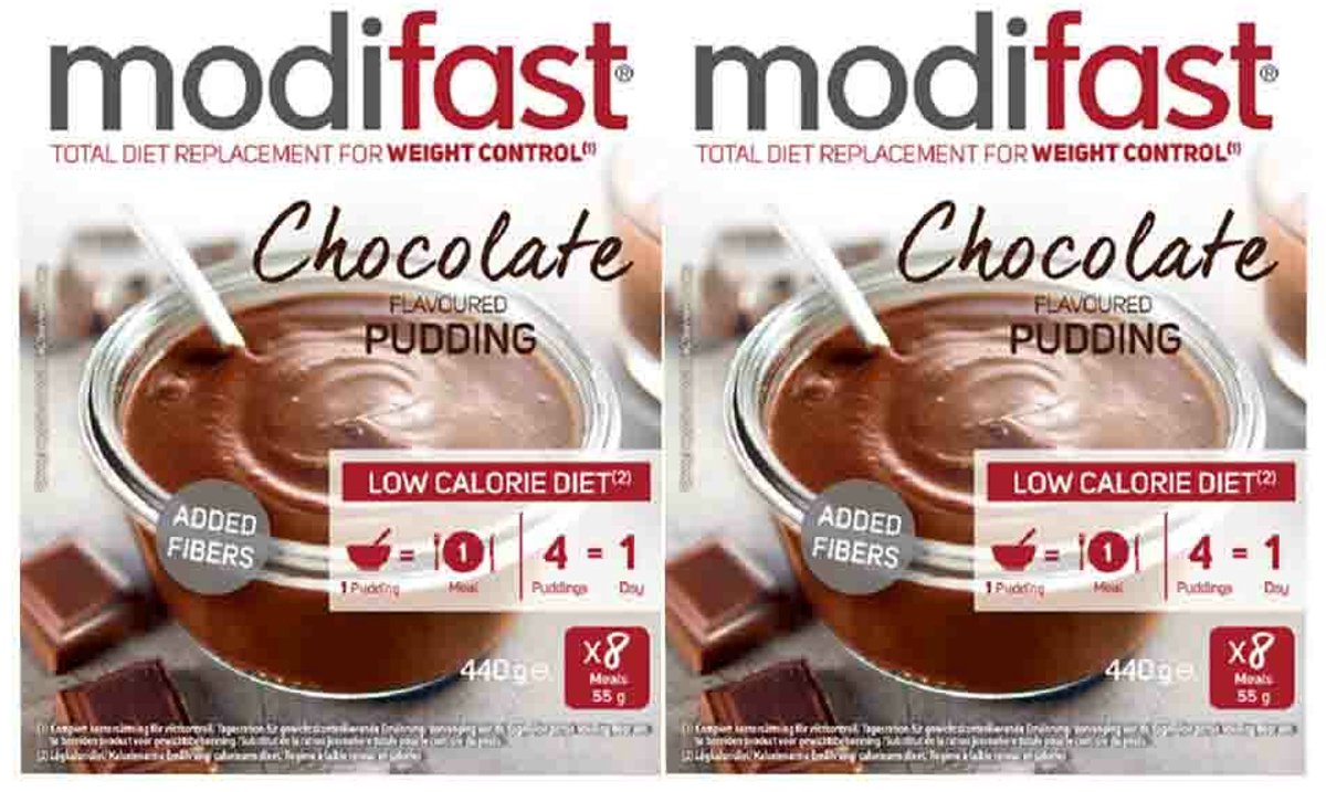 Goedkoopste 2x Modifast Intensive Pudding Chocolade 8 x 55 gr