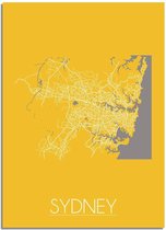 DesignClaud Sydney Plattegrond poster Geel A4 poster (21x29,7cm)