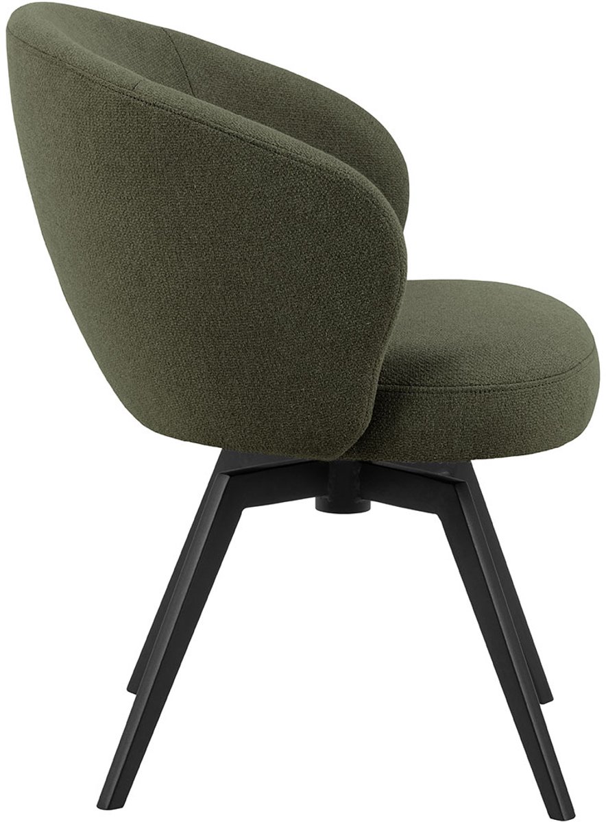 Giga Living Eetkamerstoel Met Armleuning Durin - Groen - Stof & Staal