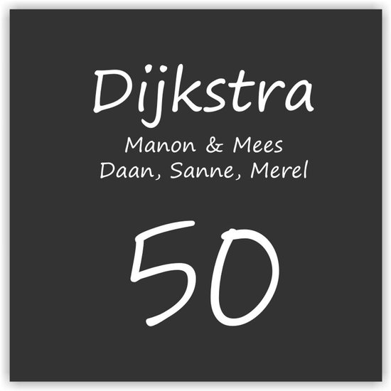 Plaque signalétique Dibond anthracite pour porte d'entrée, carrée DB17