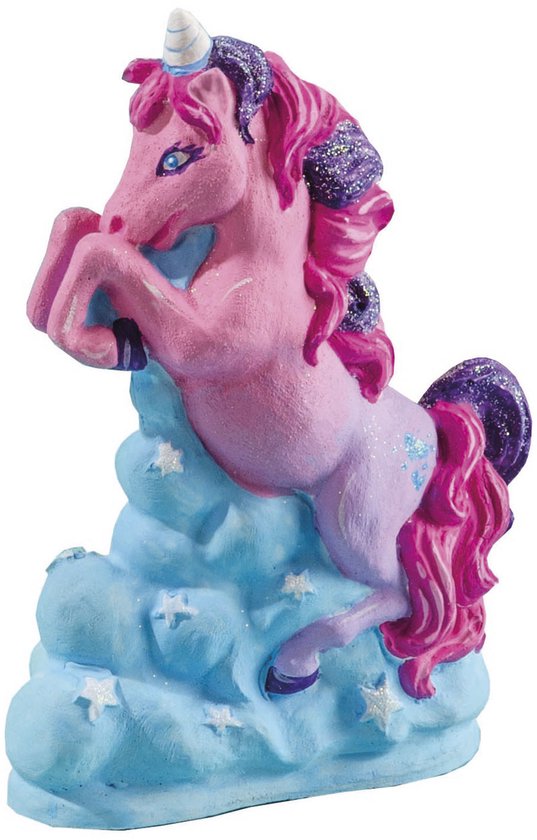 Totum Unicorn gips gieten en beschilderen knutselset 2 eenhoorns incl. gips, herbruikbare mal en 5 kleuren verf speelgoed cadeau tip