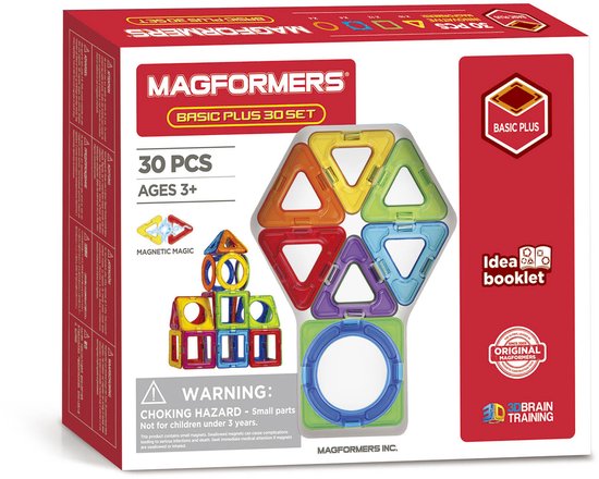 Magformers Basic Plus Set- bouwset 30 stuks- magnetisch speelgoed- speelgoed 3,4,5,6,7 jaar jongens en meisjes– Montessori speelgoed- educatief speelgoed- constructie speelgoed