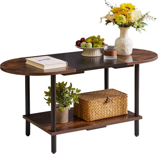 Industriële stijl Ronde eikenlook 80 cm salontafel set van 2
