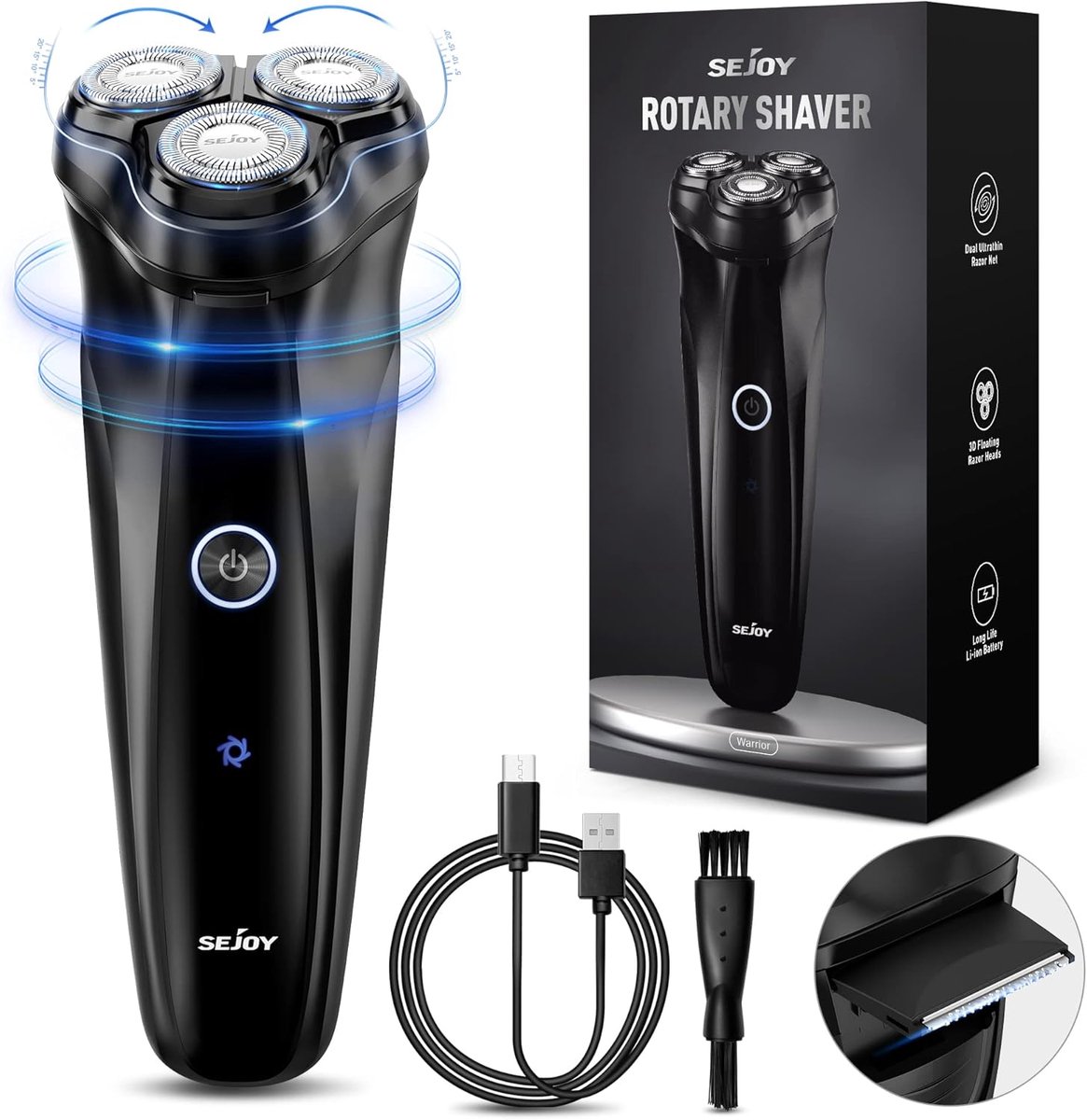 Oplaadbaar 3D elektrisch scheerapparaat met pop-up trimmer en snel opladen voor mannen