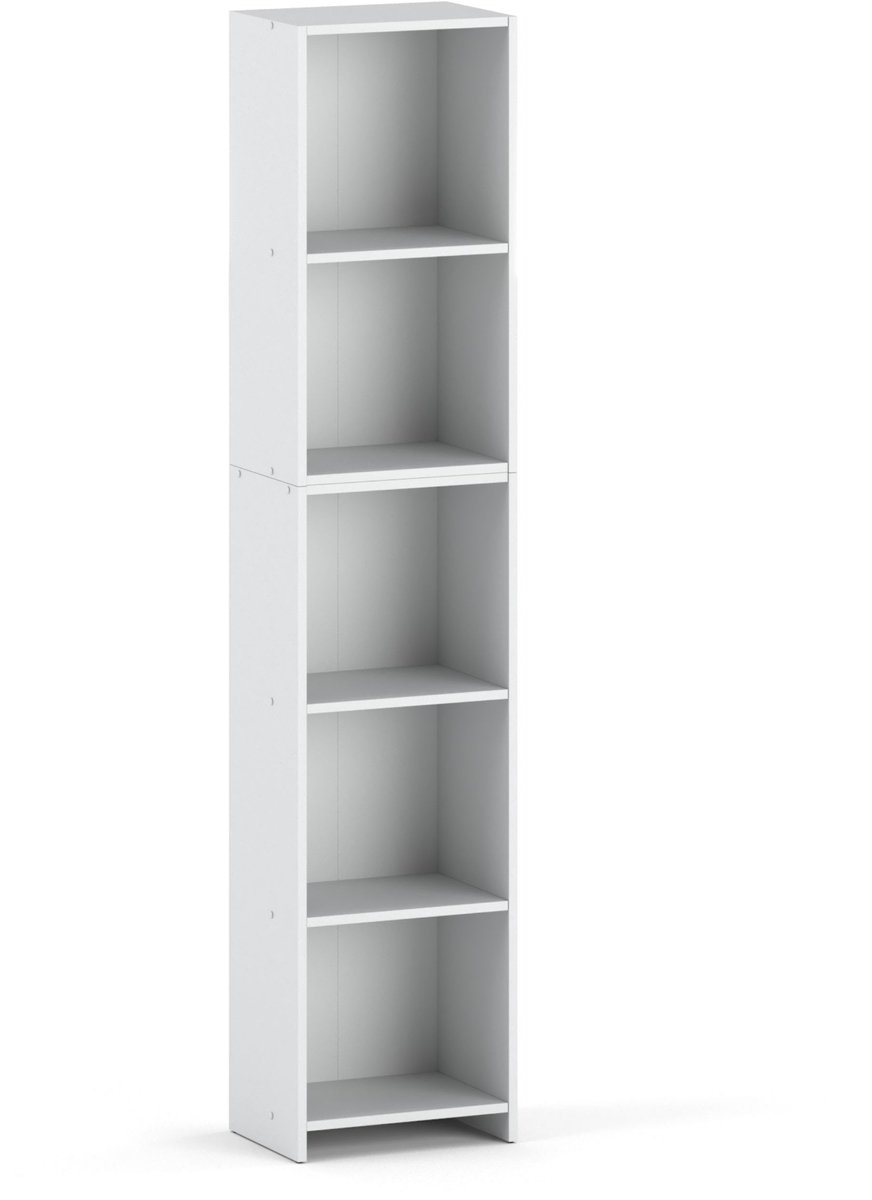 Witte kantoorboekenkast 40cm 5 planken staande kolom voor speelgoed woonkamer