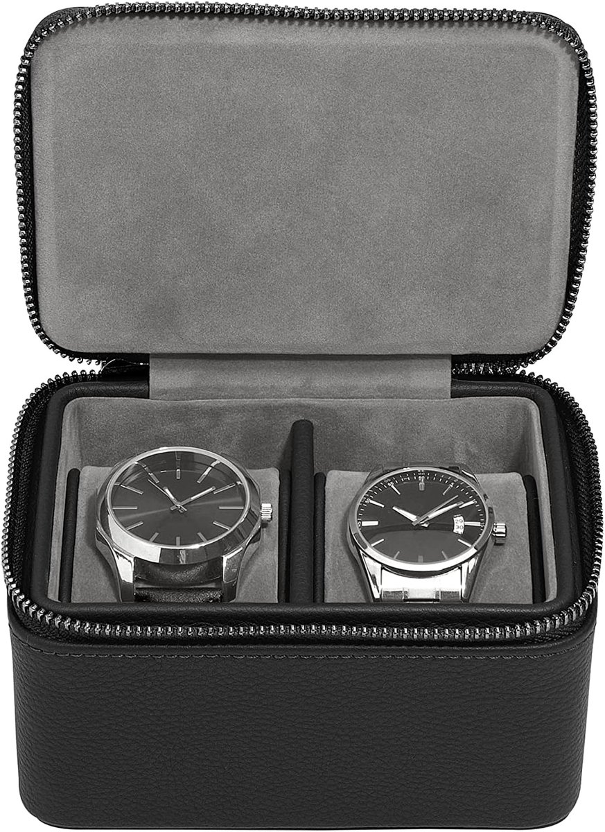 Dubbele Rits Horloge Box - Geschikt voor Opbergen - 1 stuk - Zwart