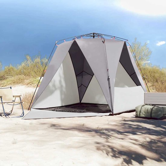 vidaXL - Strandtent - 4-persoons - waterdicht - snelontgrendeling - grijs van Vidaxl — afbeelding 2