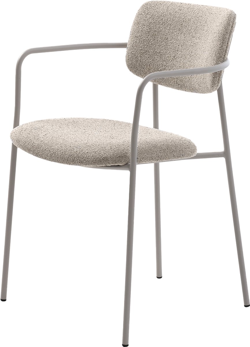 Olivine Chase Metalen Eetkamerstoel Lichtgrijs - Scandinavisch - Eettafelstoel - Armleuning