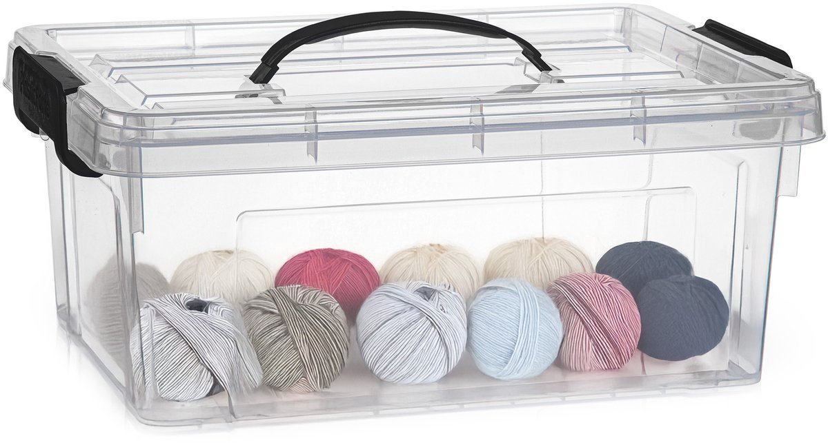 PLASTICFORTE Opslagbox - met deksel - transparant grijs - 8.5 liter - 36 x 26 x 15 cm - kunststof - opbergdoos - opbergen