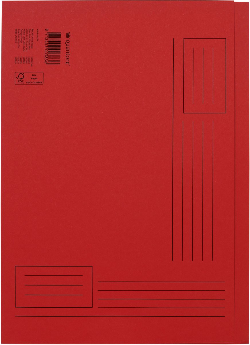 Vouwmap quantore a4 ongelijke zijde 320gr rood | 10 stuks