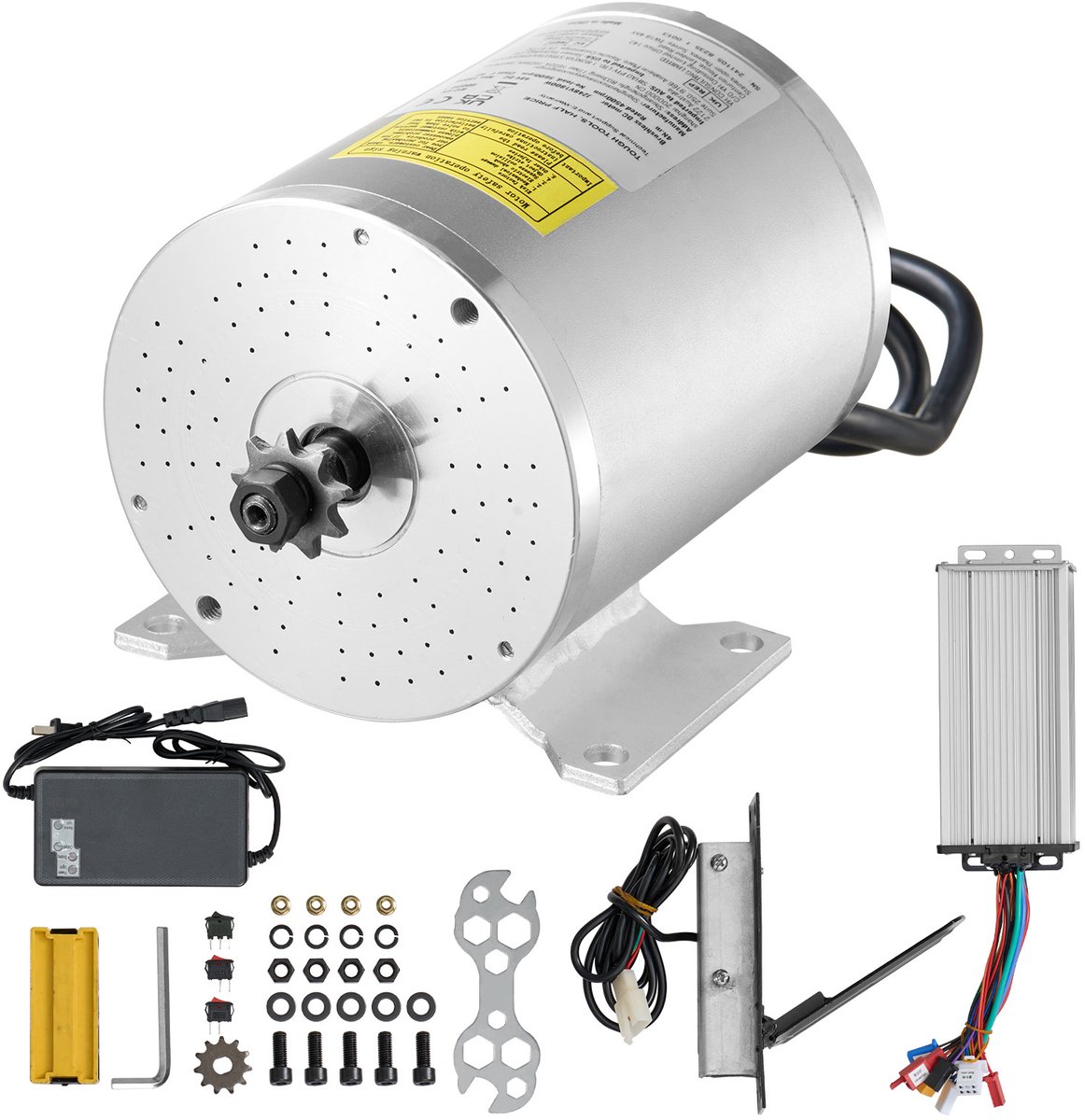 Elektrische Borstelloze DC-Motorkit – 1800w, 48v, 4500 rpm-Motor, met Verbeterde Snelheidsregelaar voor Go-Karts, E-Bikes, Motorfietsen en Scooters