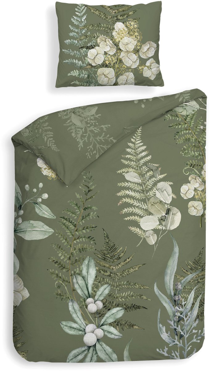 Heckett Lane Dekbedovertrek Katoen Twill Nathan - green 140x200/220cm