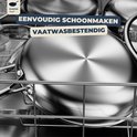 RVS koekenpan met honingraatpatroon, in een vaatwasser.