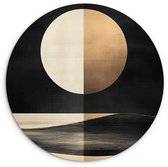 WallCircle® Cercle mural 90x90 cm - Cercle mural Lune - Cercle - Goud - Décoration murale salon - Décoration murale chambre - Accessoires de décoration de chambre - Tableaux ronds