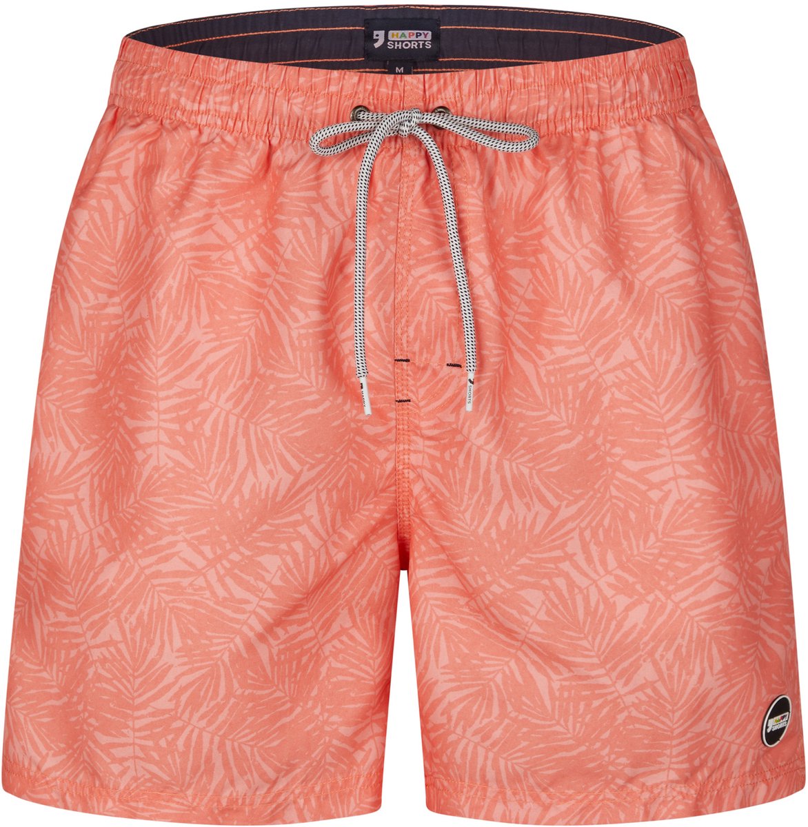 Happy Shorts Heren Zwemshort Palmbladeren Oranje Print