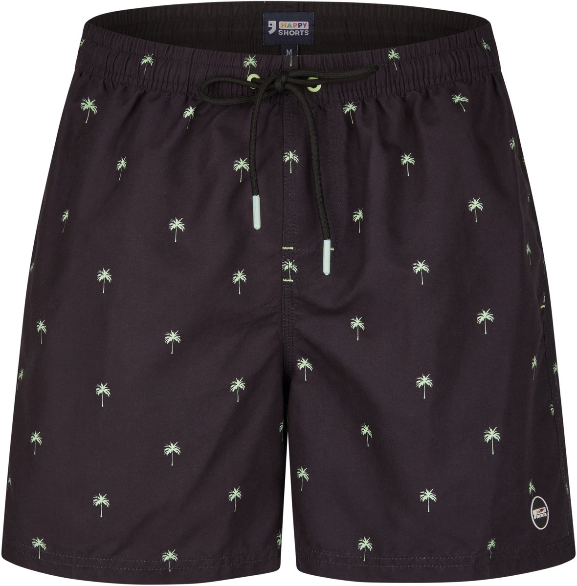 Happy Shorts Heren Zwemshort Palmbomen Zwart Print