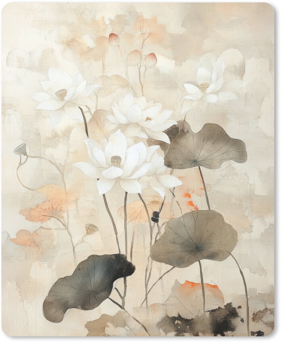 Muismat 19x23 cm - Mousepad Bloemen - Japandi - Wabi sabi - Muismatten