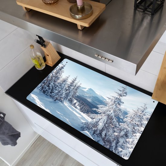 KitchenYeah® Protection plaque induction 90x52 cm - Neige - Hiver - Paysage - Montagnes - Protege plaque de cuisson - Couvre plaque induction - Protecteur d'induction - Cuisine