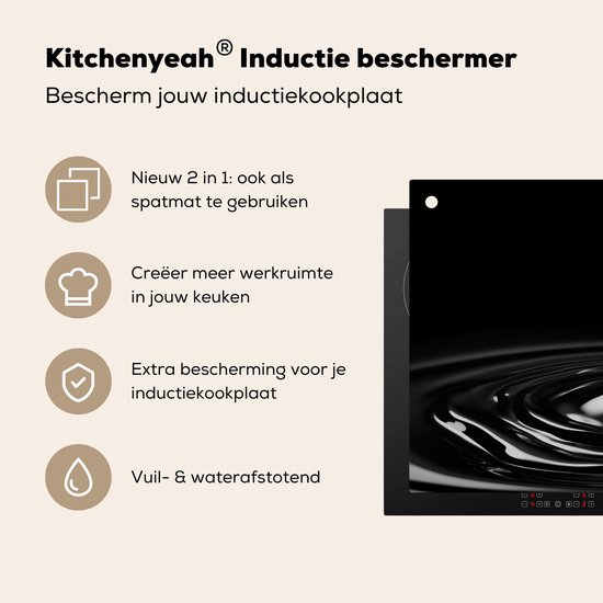 KitchenYeah® Protection plaque induction 70x55 cm - Noir - Eau - Goutte - Protege plaque de cuisson - Couvre plaque induction - Protecteur d'induction - Cuisine