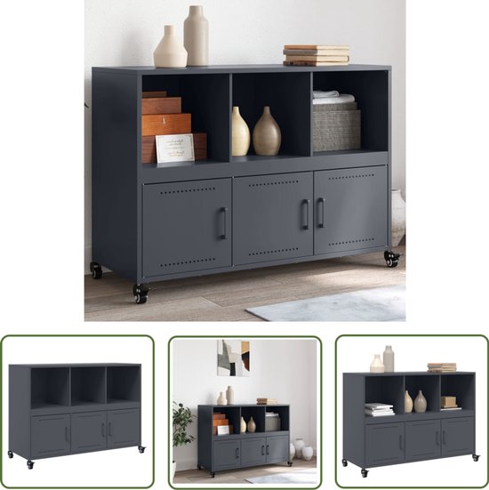 vidaXL - Buffet - 100,5x39x72 - cm - laminé à froid - acier - anthracite