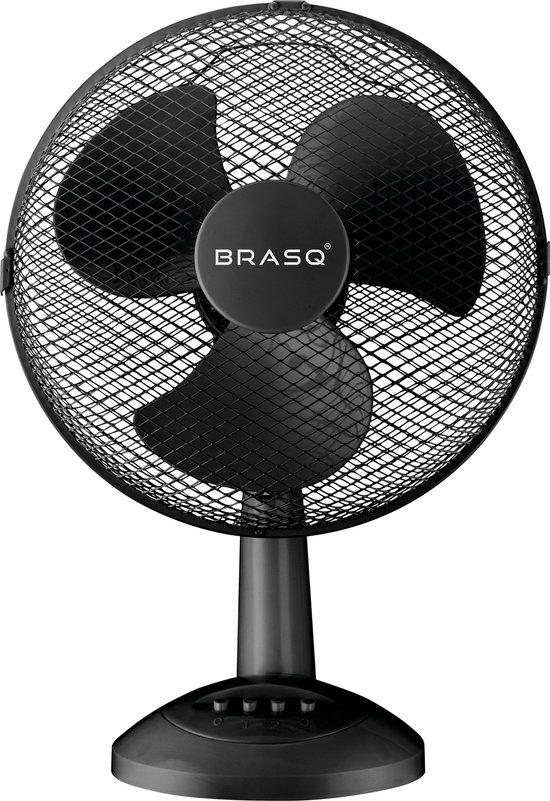BRASQ Tafelventilator - 30 cm - Zwart - 3 snelheden - Statiefventilator - 40 Watt