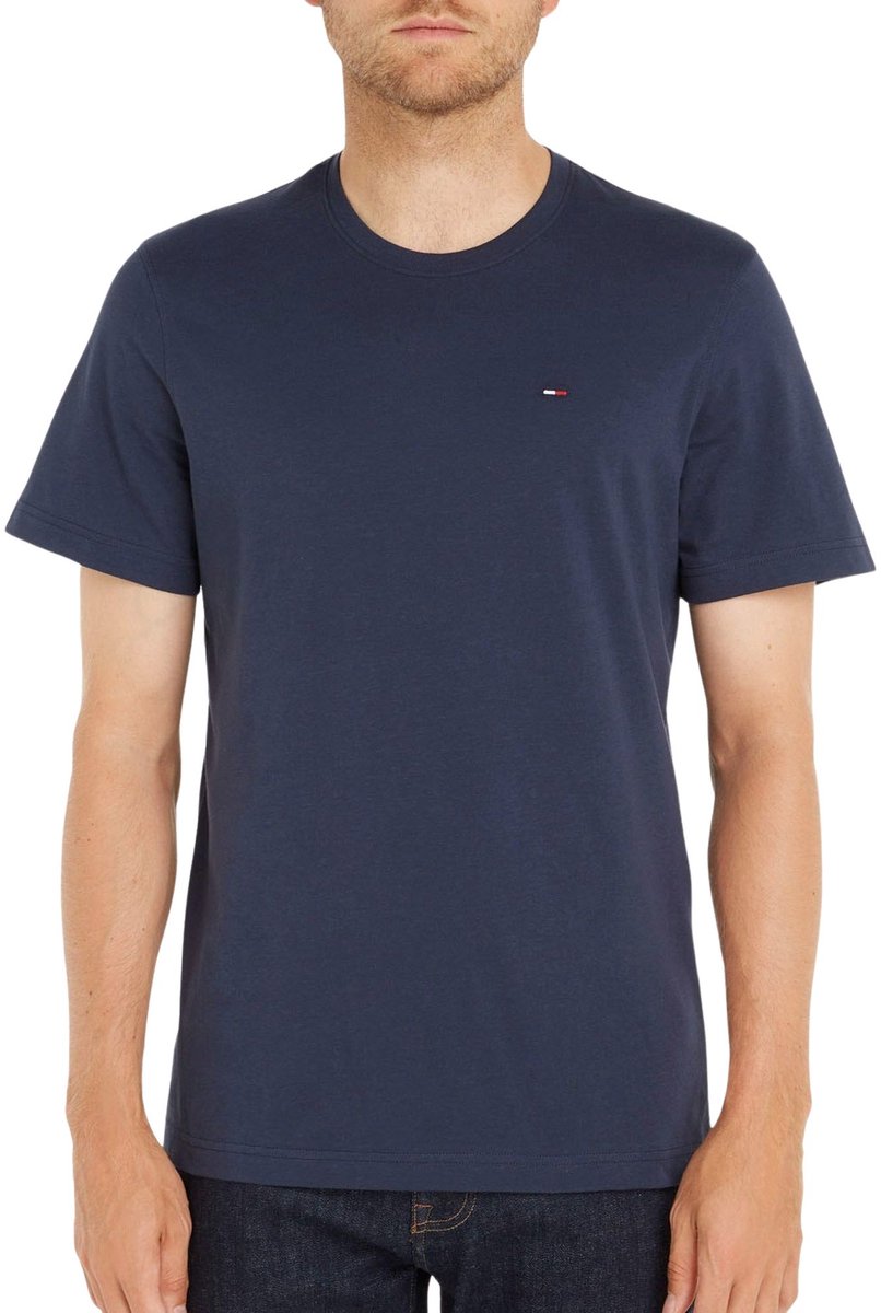 Tommy Jeans Tommy Flag Extra Slim Jersey T-Shirt Blauw