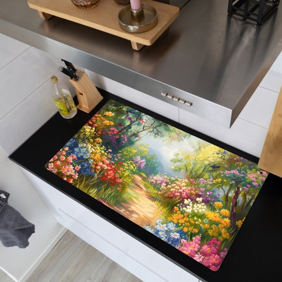 KitchenYeah® Protection plaque induction 90x52 cm - Nature - Paysage - Coloré - Protege plaque de cuisson - Couvre plaque induction - Protecteur d'induction - Cuisine