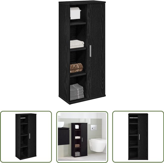 Badkamerkast met rolhouder 39x22x90 cm gerookt