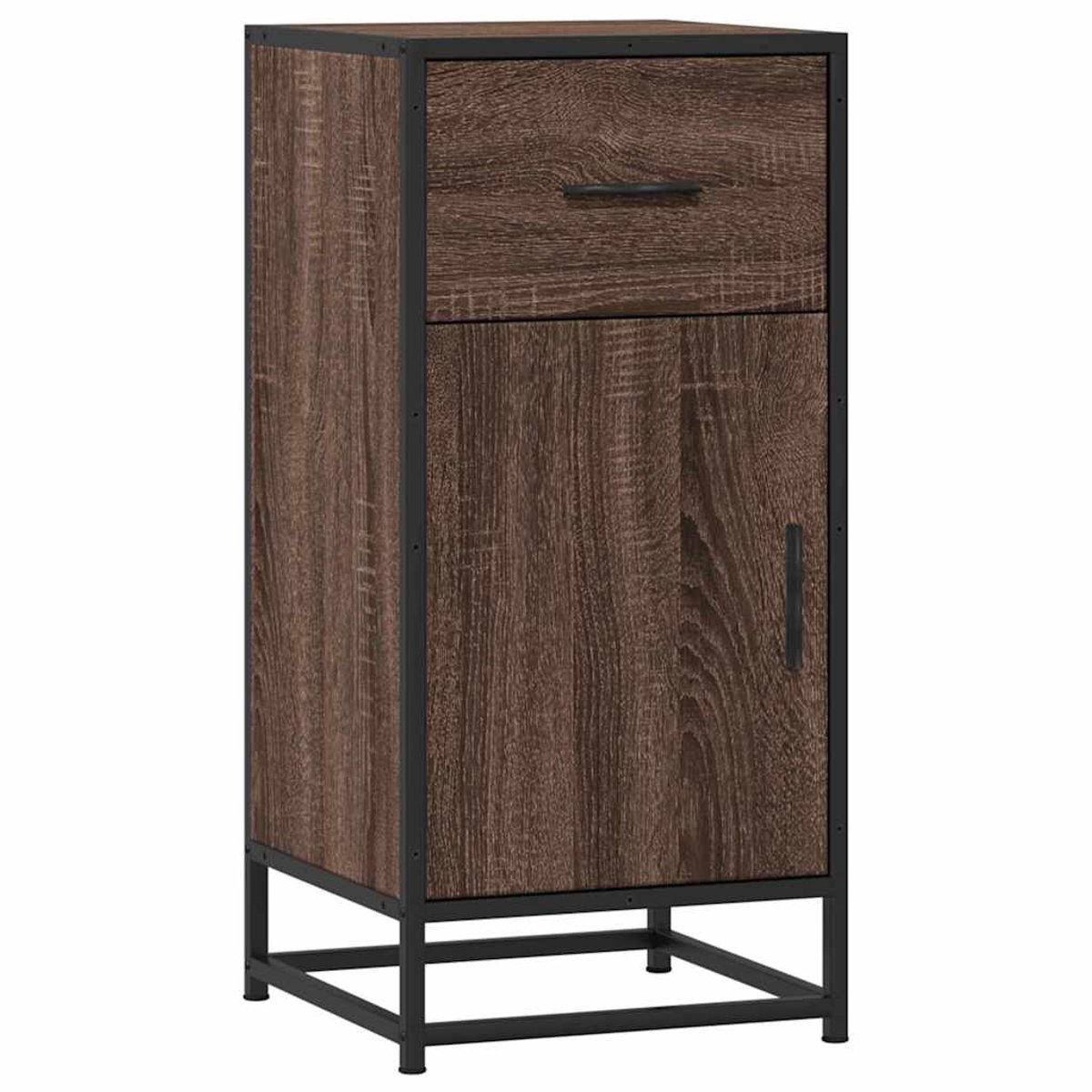 vidaXL Commode - Dressoir - Dressoir 35,5x35x76 cm bewerkt hout en metaal bruin eikenkleur - Opbergkast - Houten Dressoir - Modern Dressoir