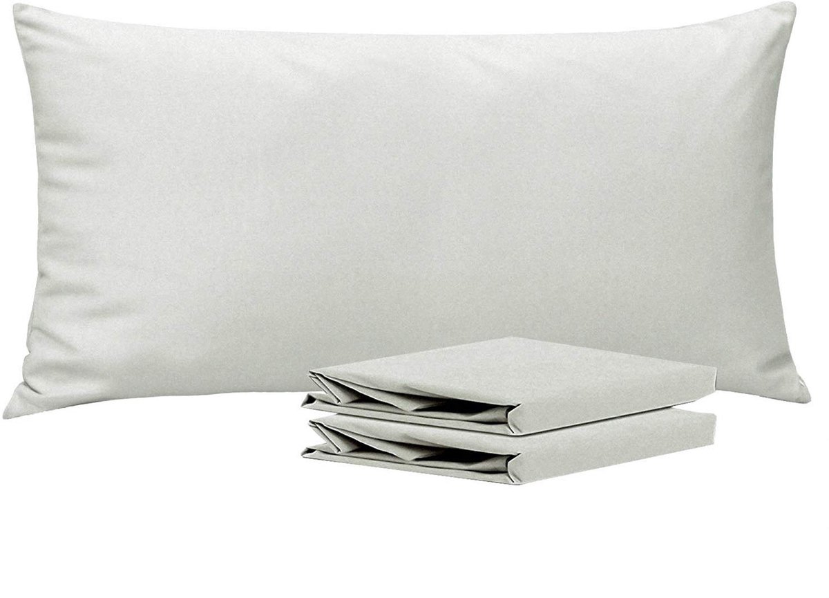 Ibenzoa Set van 2 Zachte Kussenslopen van 40x80 cm – Premium Microvezel, Grijs wit