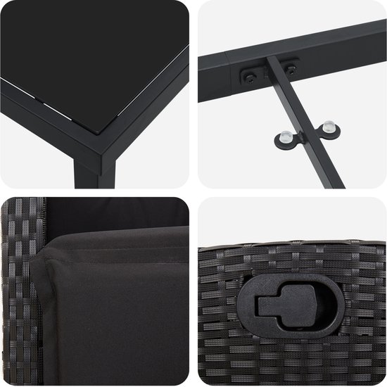 vidaXL - Ensemble de jardin 7 pièces - en - noir - poly - rotin