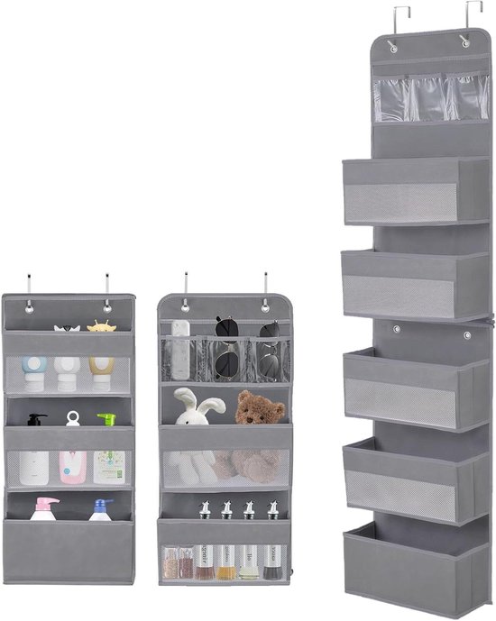 KAHEIGN 3-delige Hangende Opbergtas, 60 X 20 Cm Opvouwbare Linnen Stof Waterdichte Muurophangorganizer Met 3 Zakken Voor Kinderkamer Badkamer Slaapkamer