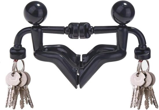 Foto: Magnetische sleutelhouders voor muur en koelkast handige sleutelhaak voor elk metaal oppervlak zwart 2 pak 