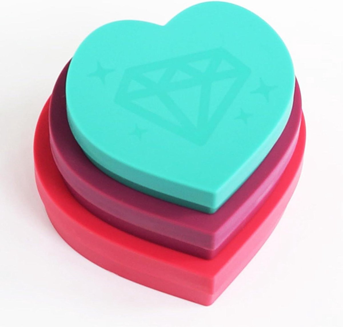 Set van 3 hartvormige kunststof sorteerbakjes | Diamant lade voor diamant schilderij | DIY kunst ambacht - roze, paars, blauw