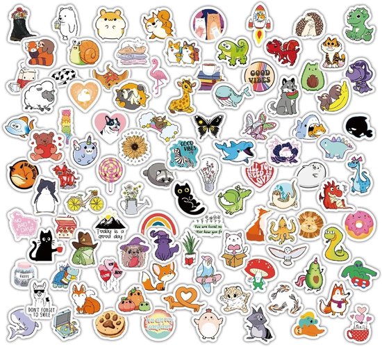 100 stuks Dierenstickers Dieren Divers - Stickers voor op de fiets