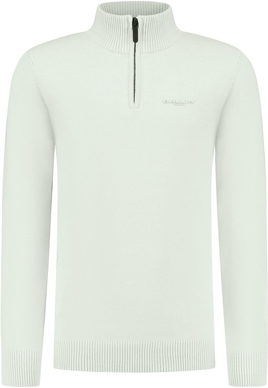 Ballin Amsterdam - Pull à manches longues coupe classique et demi Zip Garçons - Vert clair - Taille 46